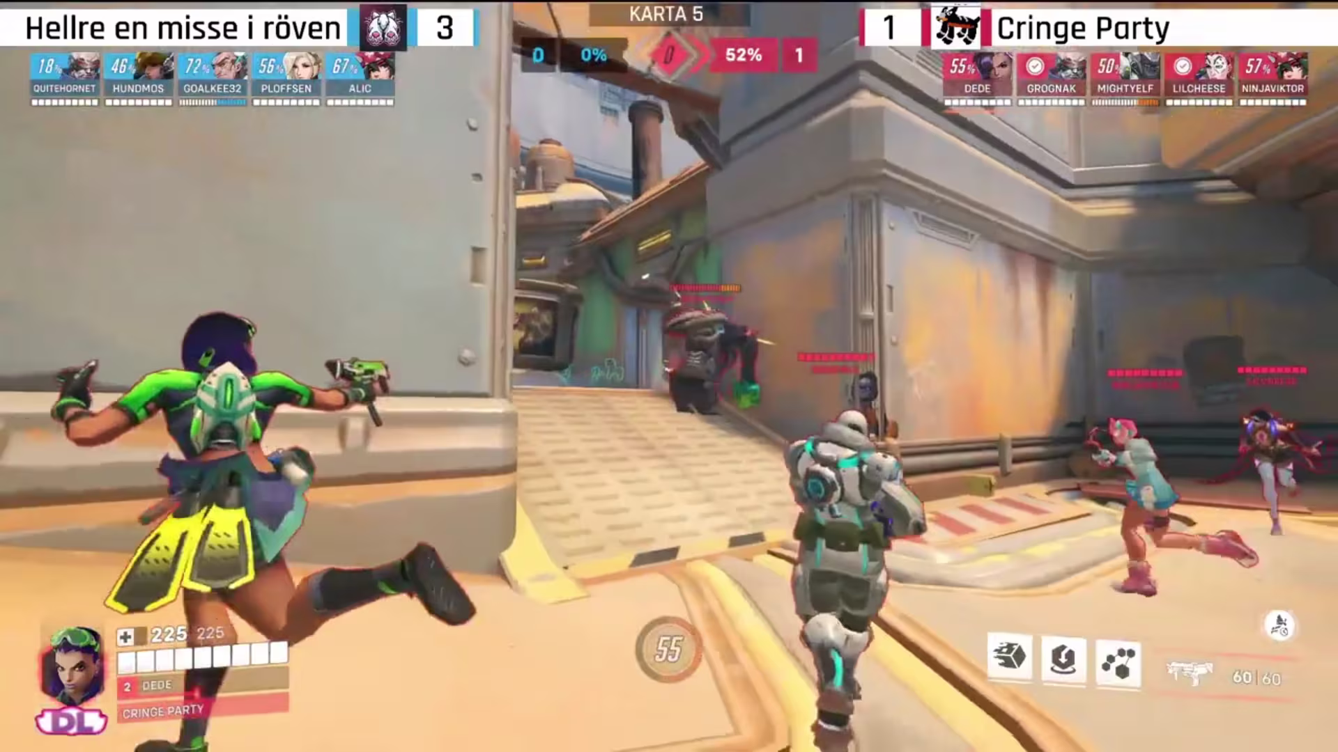 Screenshot från en Dunderligan-match